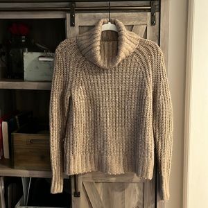 Ann Taylor Loft Camel Ribbed Turtle Neck Super Soft Sweater,Size Small